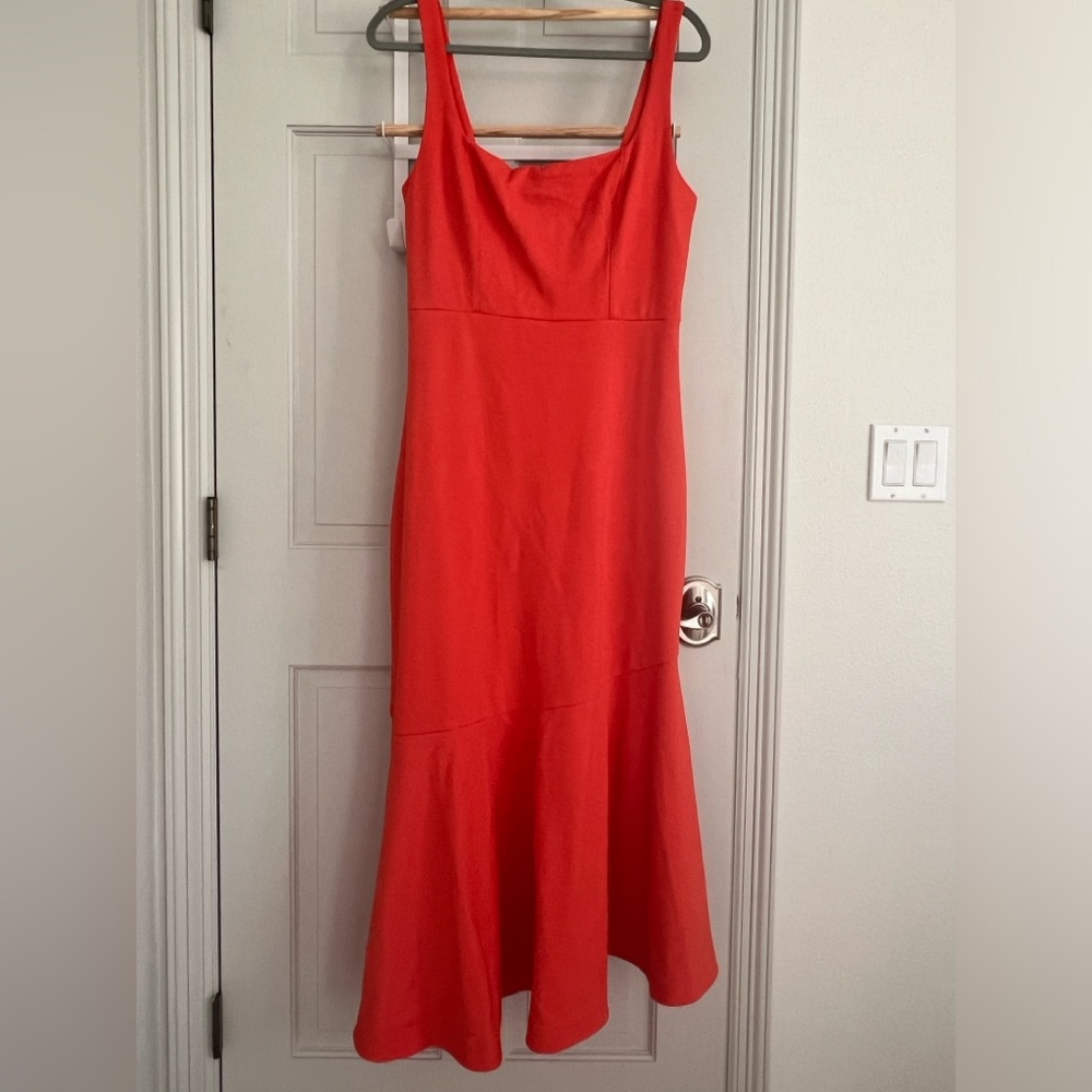 Anthropologie Ariana square neck asymmetrical ruffle hem dress, size M